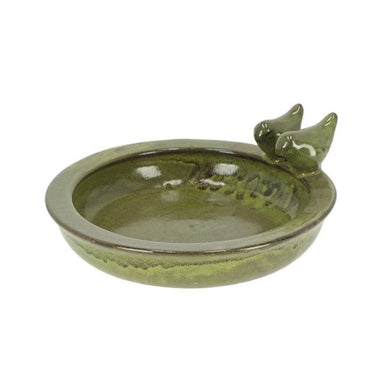 Round Bird Bath w/Birds Ceramic