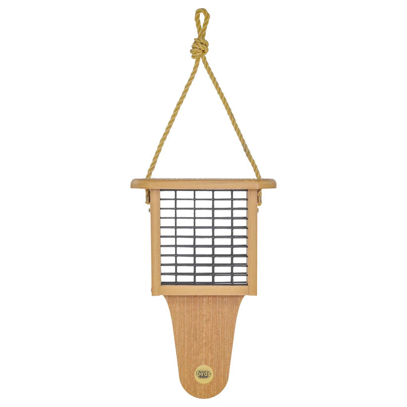 Modern Farmhouse Single Suet Feeder w/ Tail Prop - Natural Teak