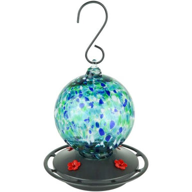 Garden Globe Recycled Handblown Glass Hummingbird Feeder 19oz