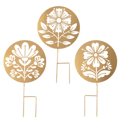 Gold Laser Cut Flower Mini Stake - Asst Styles