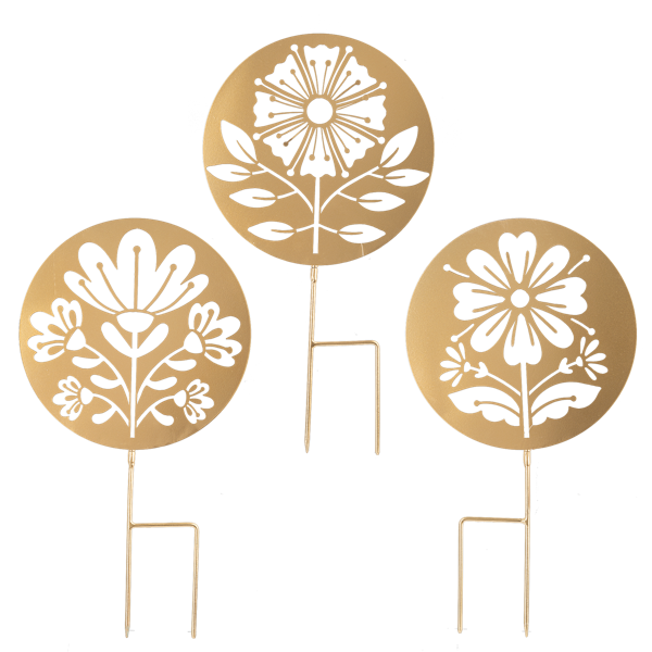 Gold Laser Cut Flower Mini Stake - Asst Styles