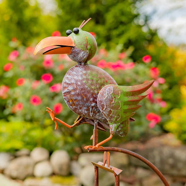 55.25" Tall Metal Parrot Rocking Stake "Pebbles"