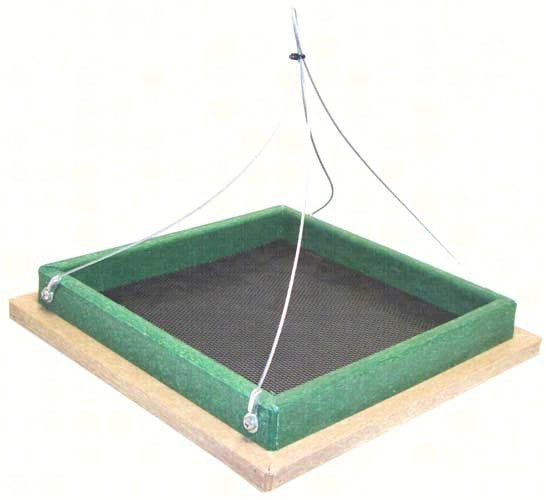 Small Hanging Platform Feeder - Green/Tan