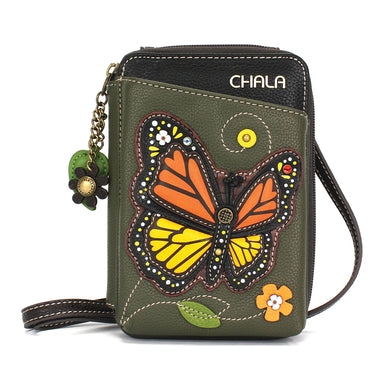 Chala Wallet Crossbody - Monarch Butterfly - olive