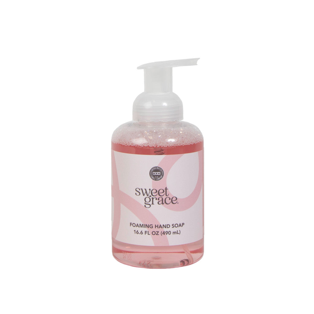Sweet Grace Foaming Hand Soap bottle with pink liquid