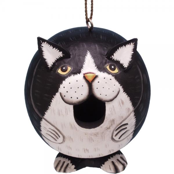 Gord-O Bird House - Black & White Cat
