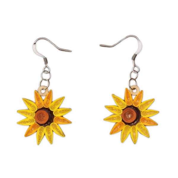Quilled Earrings - Sunflower