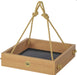 Modern Farmhouse Small Hanging Platform Bird Feeder in Natural Teak