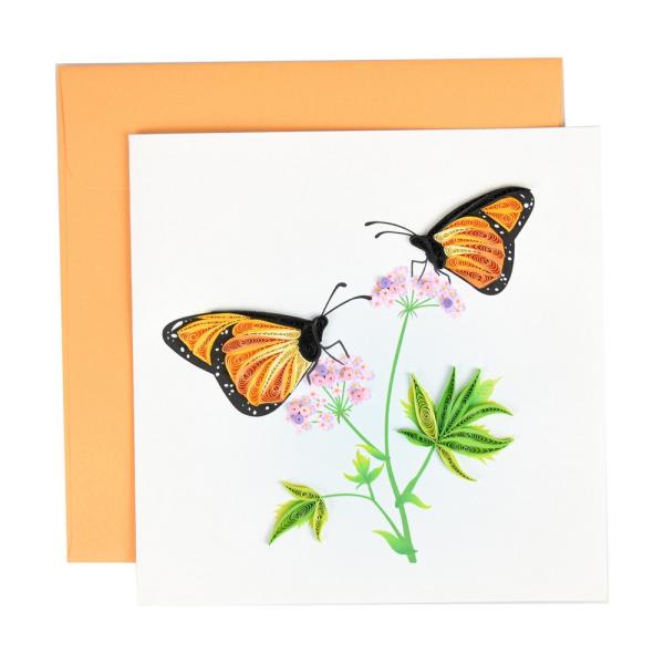 Quilled Card - Monarchs Butterflies on Flowers