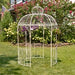 Round Iron Garden Gazebo with Three Side Walls in Antique White