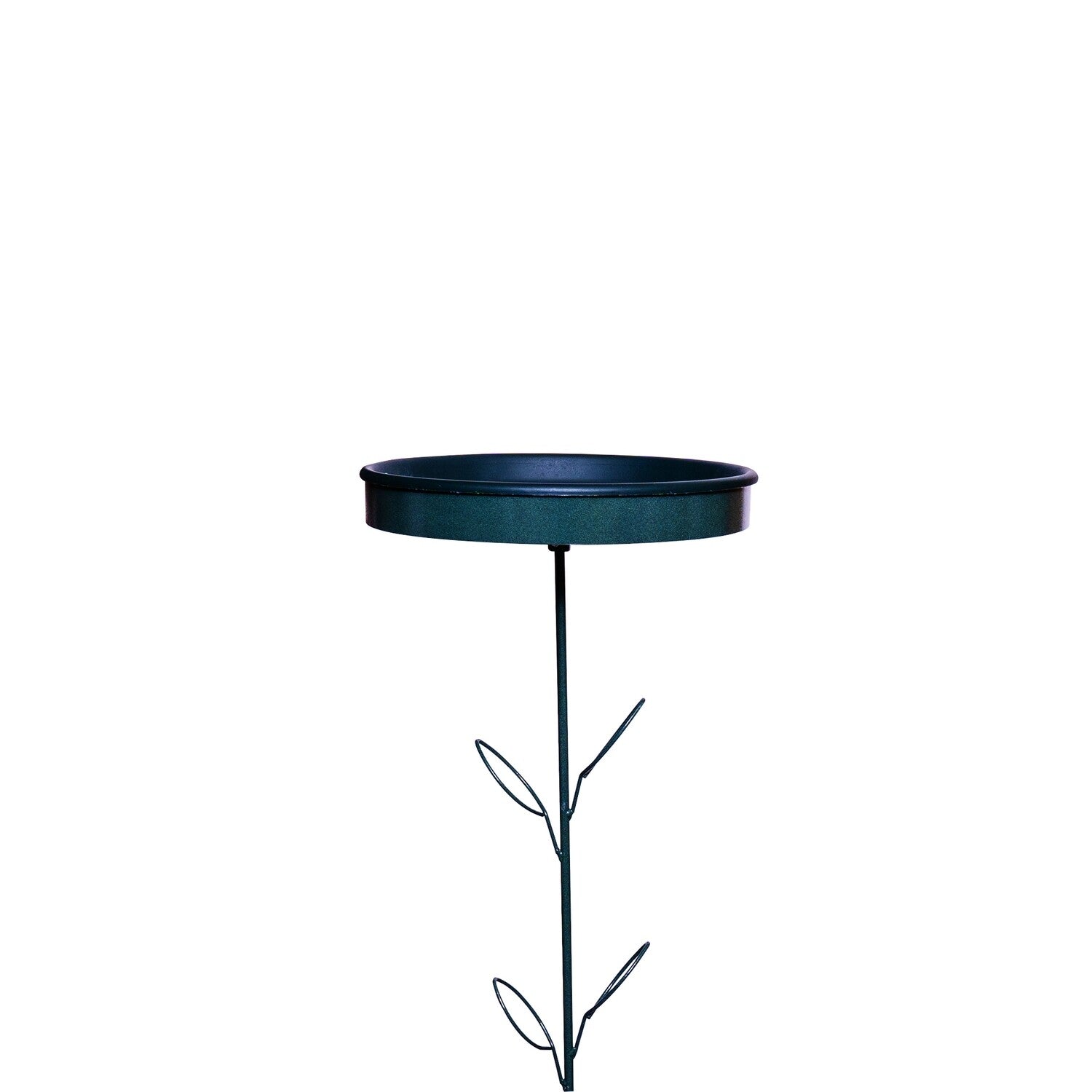 Erva Stake Bird Bath - Green w/ Deco Leaves & 17" Insert