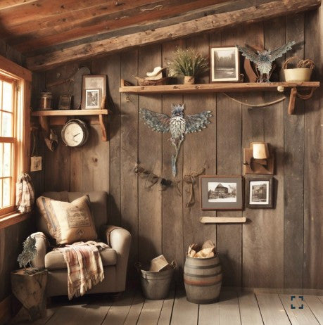 26.5 inch Zaer Great Horned Owl Bramble metal wall accent - side view