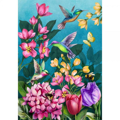 Springtime Hummingbirds Garden Flag
