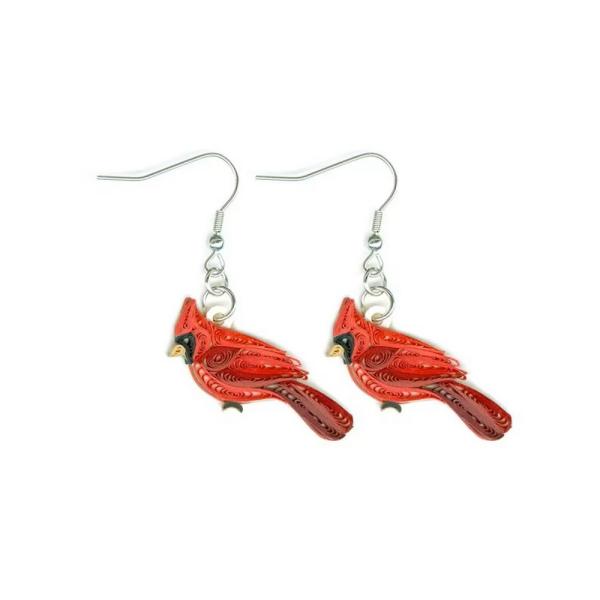 Quilled Earrings - Cardinal