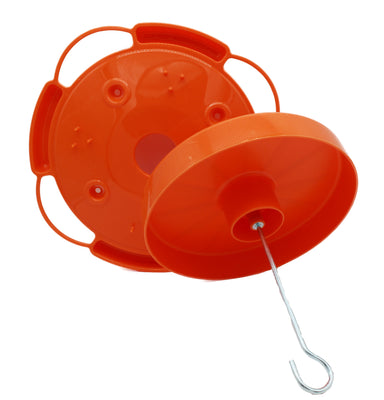 Songbird Essentials Ultimate Oriole Feeder filled with nectar and orange halves