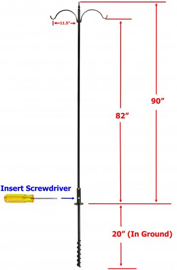 Pole Set - 80" Tall 1" Pole w/ 2 Arm Topper and Ground Twister