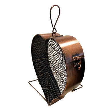 Heath Copper Leaf Mesh Bird Feeder - copper finish leaf design feeder with two perches
