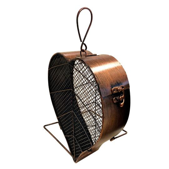 Heath Copper Leaf Mesh Bird Feeder - copper finish leaf design feeder with two perches