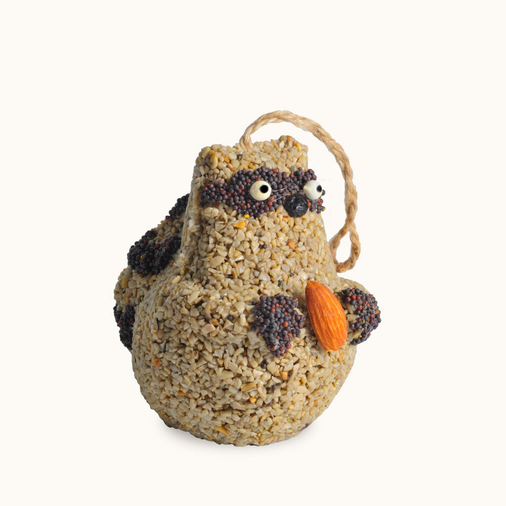 Woodland Friends Raccoon seed ornament, side view