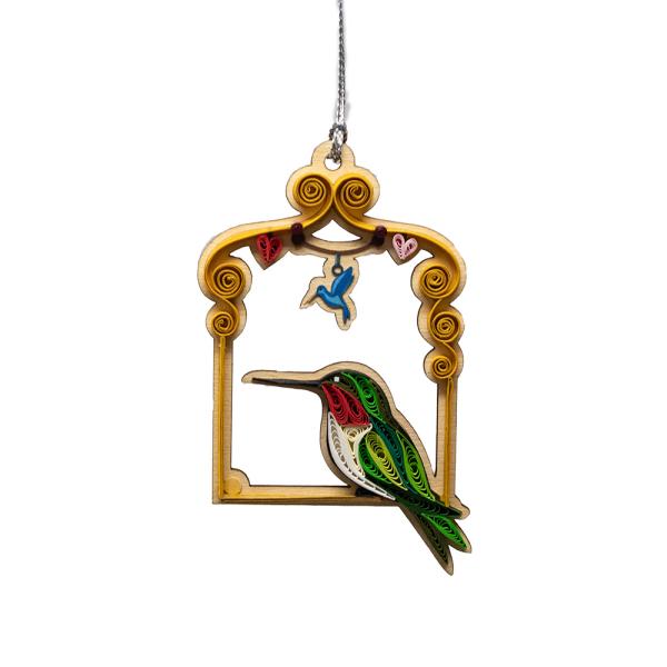 Quilled Ornament - Hummingbird Swing