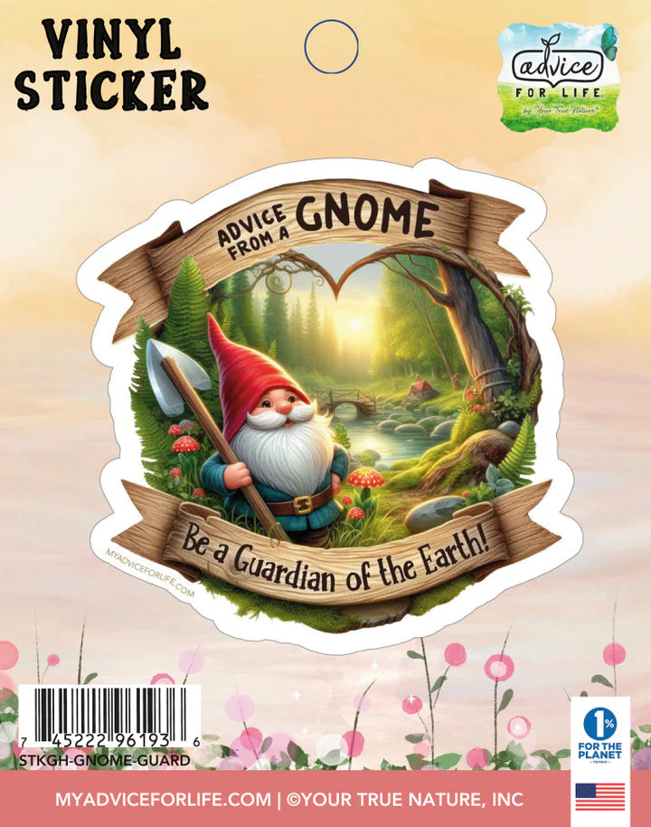 Advice for Life Vinyl Sticker - Gnome Guardian of the Earth