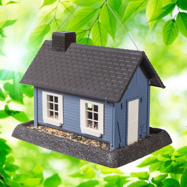 North States Village Collection - Large Blue Cottage Birdfeeder