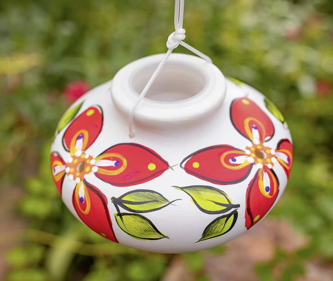 Lone Wolf Short Hummingbird Feeder - Red Flora