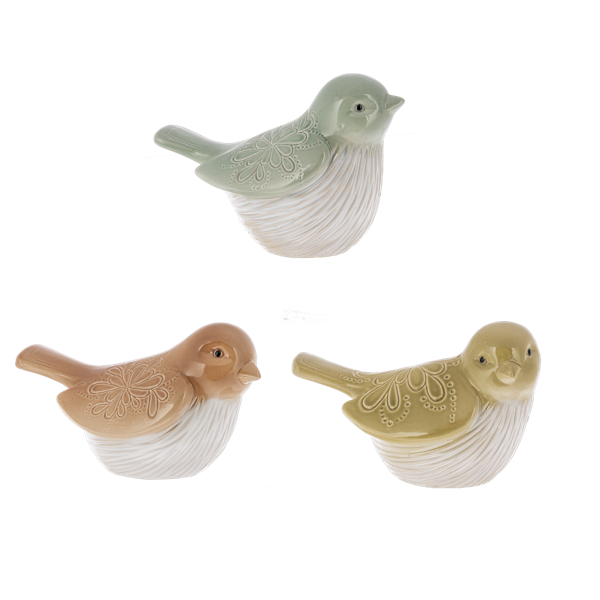 Glazed Bird with Debossed Medallion - Asst colors