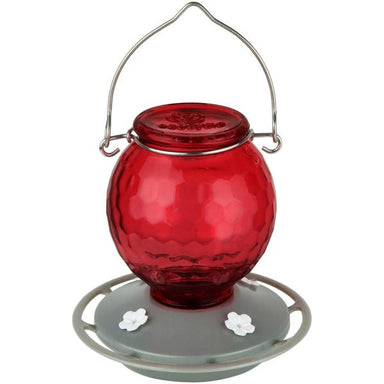 Crimson Comb Recycled Glass Hummingbird Feeder 16oz
