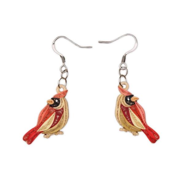Quilled Earrings - Female Cardinal