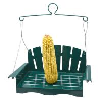 Hunter Green Metal Porch Swing Corn Cob Feeder