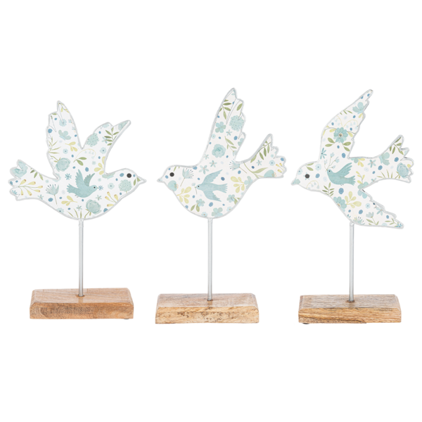 Botanical Bird on Base Figurine - Asst Styles