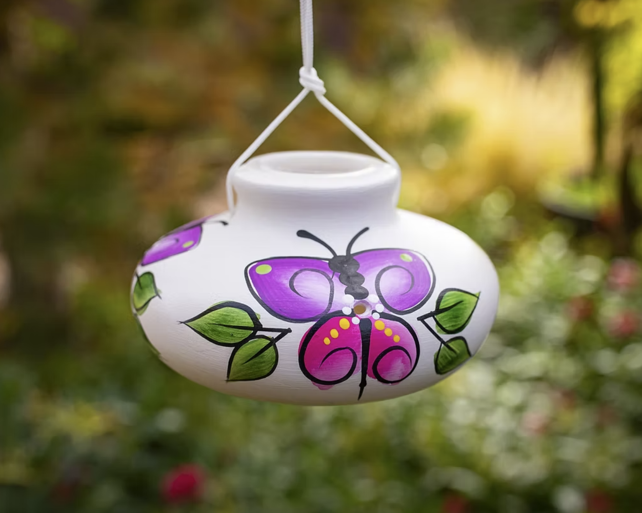 Lone Wolf Short Hummingbird Feeder - Pink/Purple Mariposa