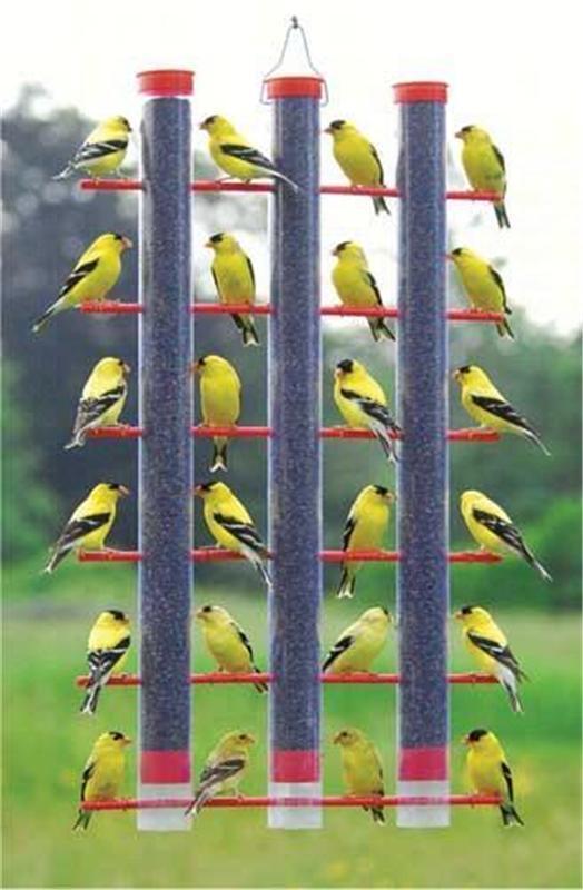 Three Tube Finch Feeder - Red