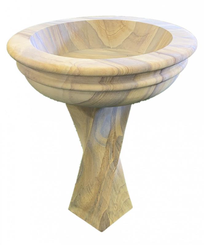 Lavo Sandstone Birdbath hand-carved natural sandstone pedestal birdbath