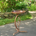 32" Tall Shallow Copper-Finished Iron Bird Bath w/ Branch Stand