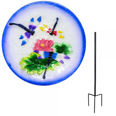Dragonfly Trio Staked Birdbath