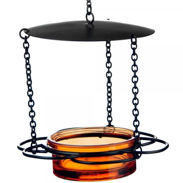 Recycled Glass 6" Hanging Cup Floral Feeder - Orange