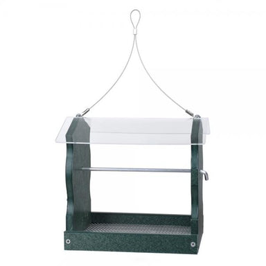 Recycled Hunter Green Horizontal Seed Cylinder Feeder
