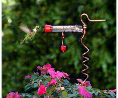 Planter One Tube Hummingbird Feeder - Copper spiral