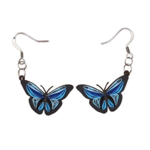Quilled Earrings - Blue Morpho Butterfly