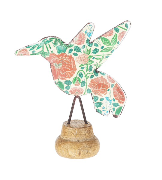 Floral Pattern Hummingbird Shelf Sitter