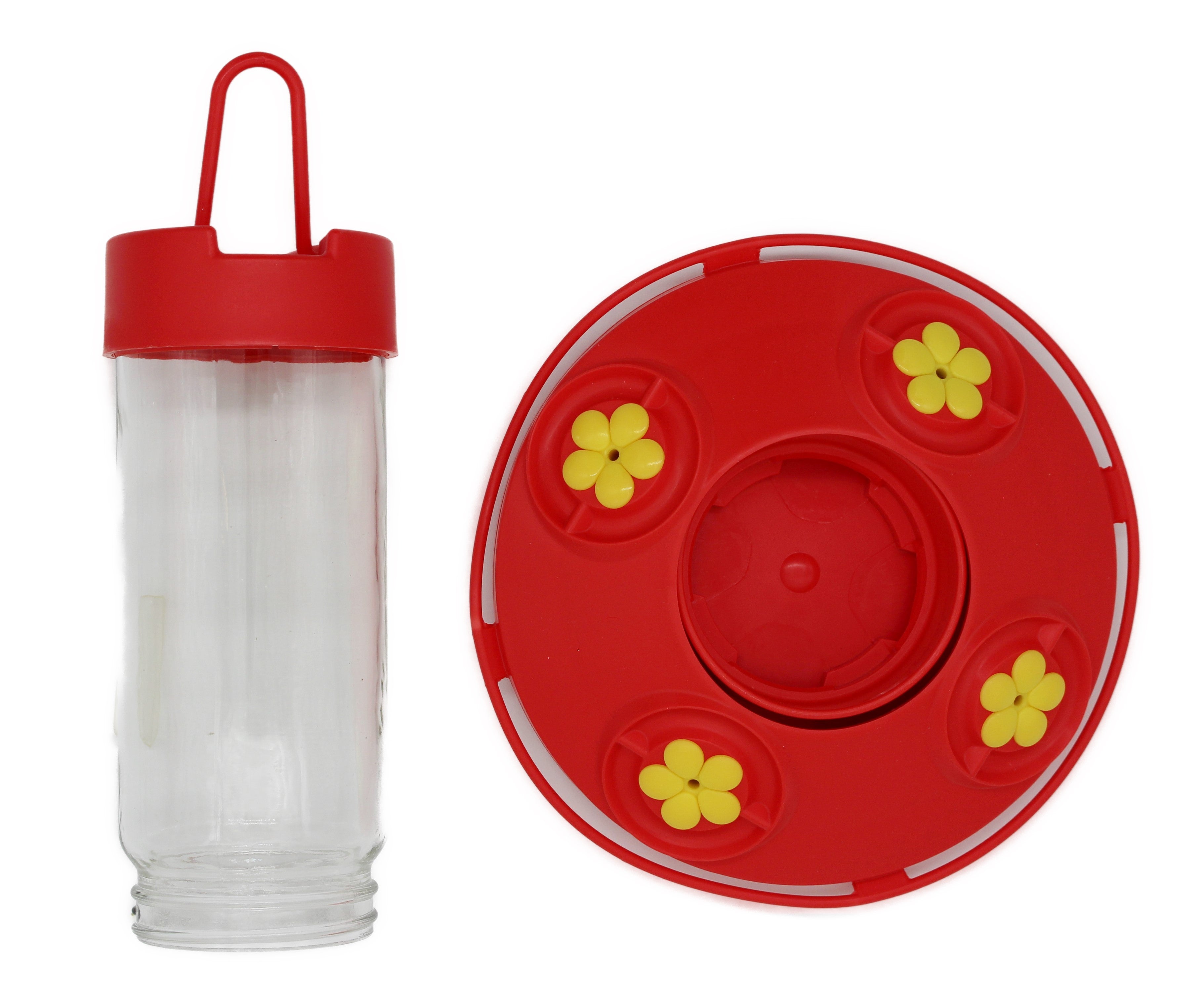 Dr JB's 16oz Hummingbird Feeder - (Red w/ Yellow Flowers)
