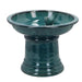 Round Bird Bath on Foot Ceramic - Teal