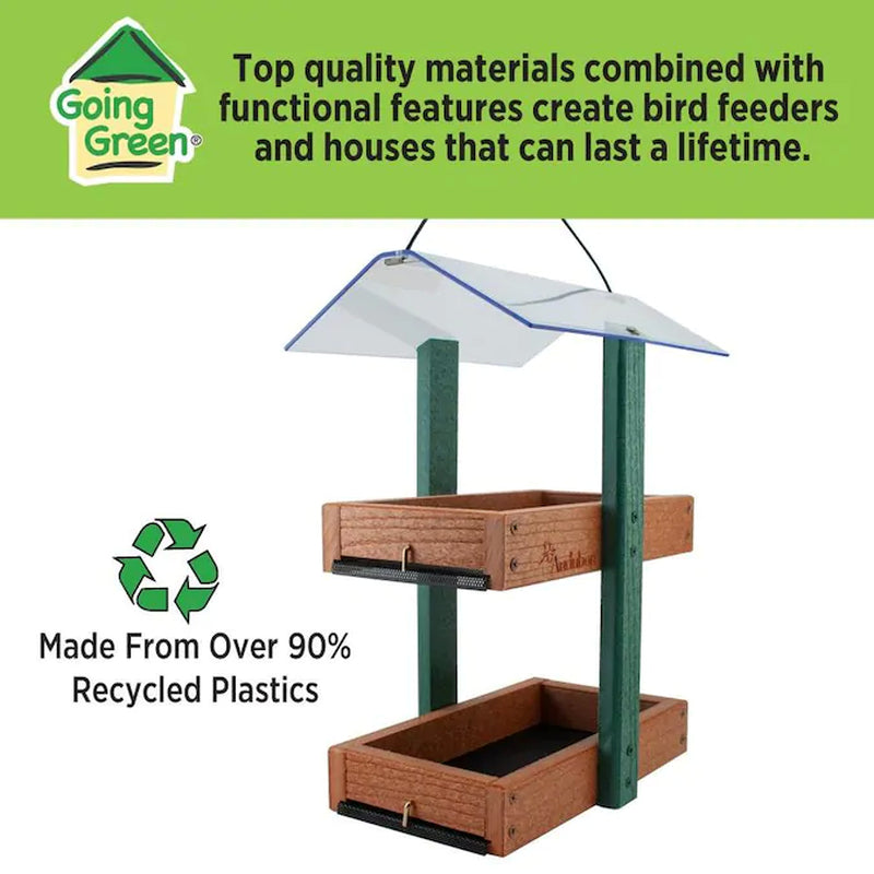 Going Green double platform feeder made from over 90 percent recycled plastics