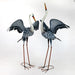 51" Tall White Neck Blue-Grey Heron Garden Figurines w/ Spread Wings - Set of 2