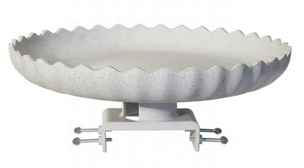 Heated Bird Bath - Gray Stone Scalloped w/ Deck Mount