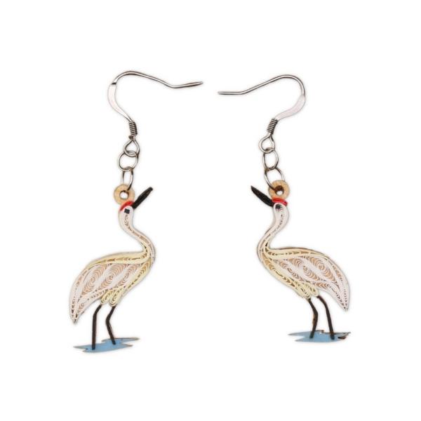 Quilled Earrings - Sandhill Crane