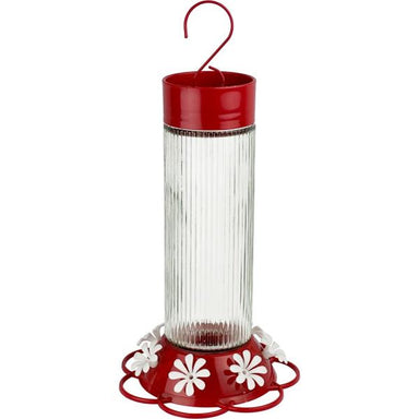 Ribbed Rose Glass Hummingbird Feeder 28oz