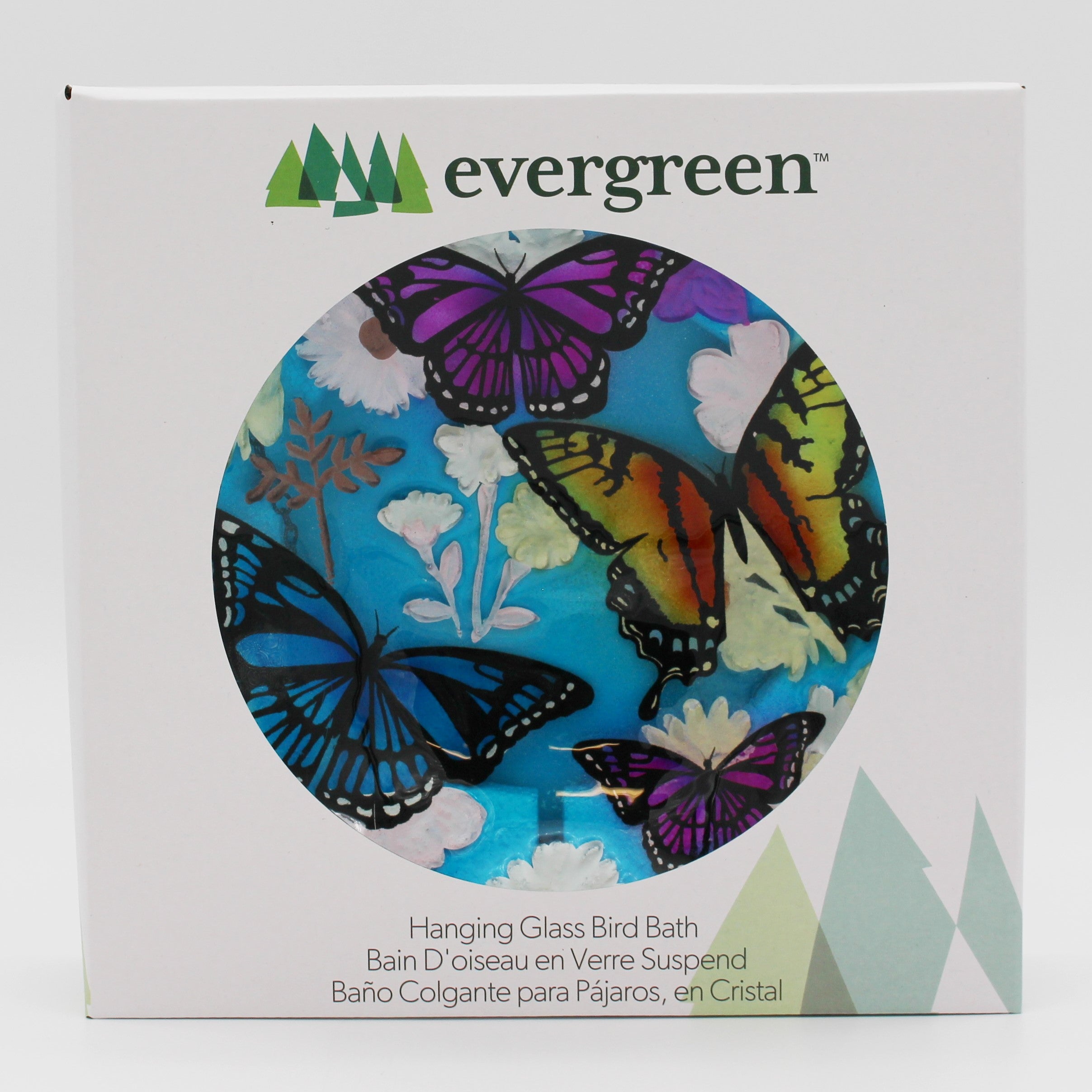 Hanging Glass Birdbath Bountiful Butterfly